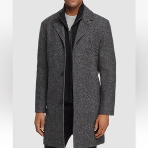 NWT $600 Cole Haan Men's Gray Sweater Bib Wool Blend Jacket Overcoat Large
